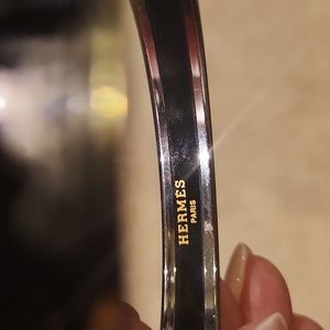 Hermes black enamel bangle bracelet